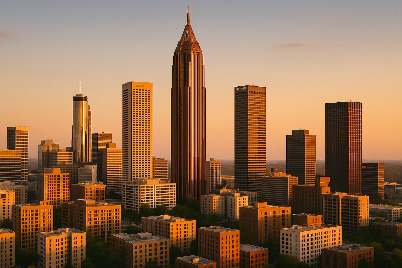 Atlanta skyline at sunset